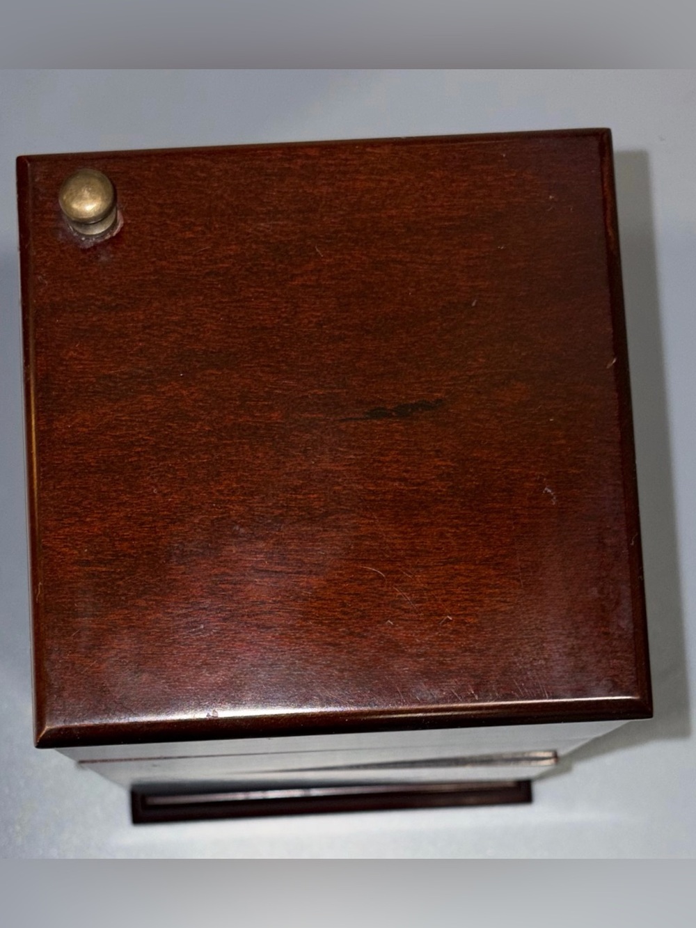 Dark Brown Wood Jewelry Box with Gucci Monogram Lining - Picture 2 of 4